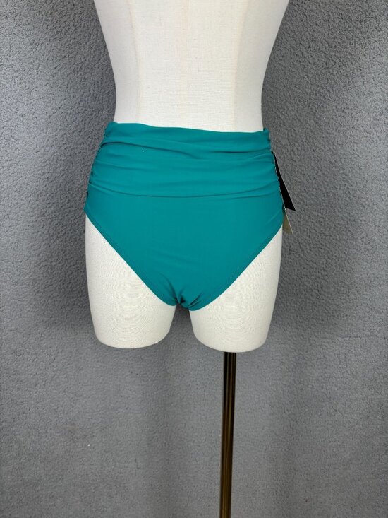 Gottex High Waisted Ruched Swimsuit Bikini Bottom Green Size 6 New With Tag's. - Picture 1 of 8